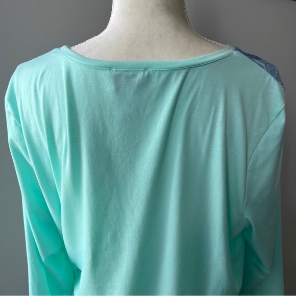Chicos Zynergy XL Top Green & Blue Beaded Paisley Floral Soft Stretchy - Picture 6 of 6